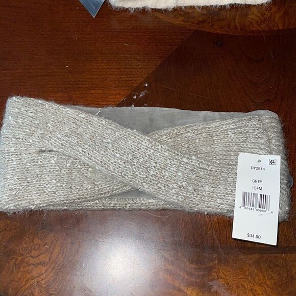 NWT DKNY cross knitted head band gray - Picture 2 of 5